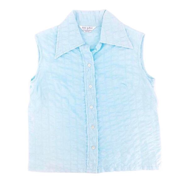 70s pointed collar sleeveless shirt 1970s vintage - Picture 1 of 4